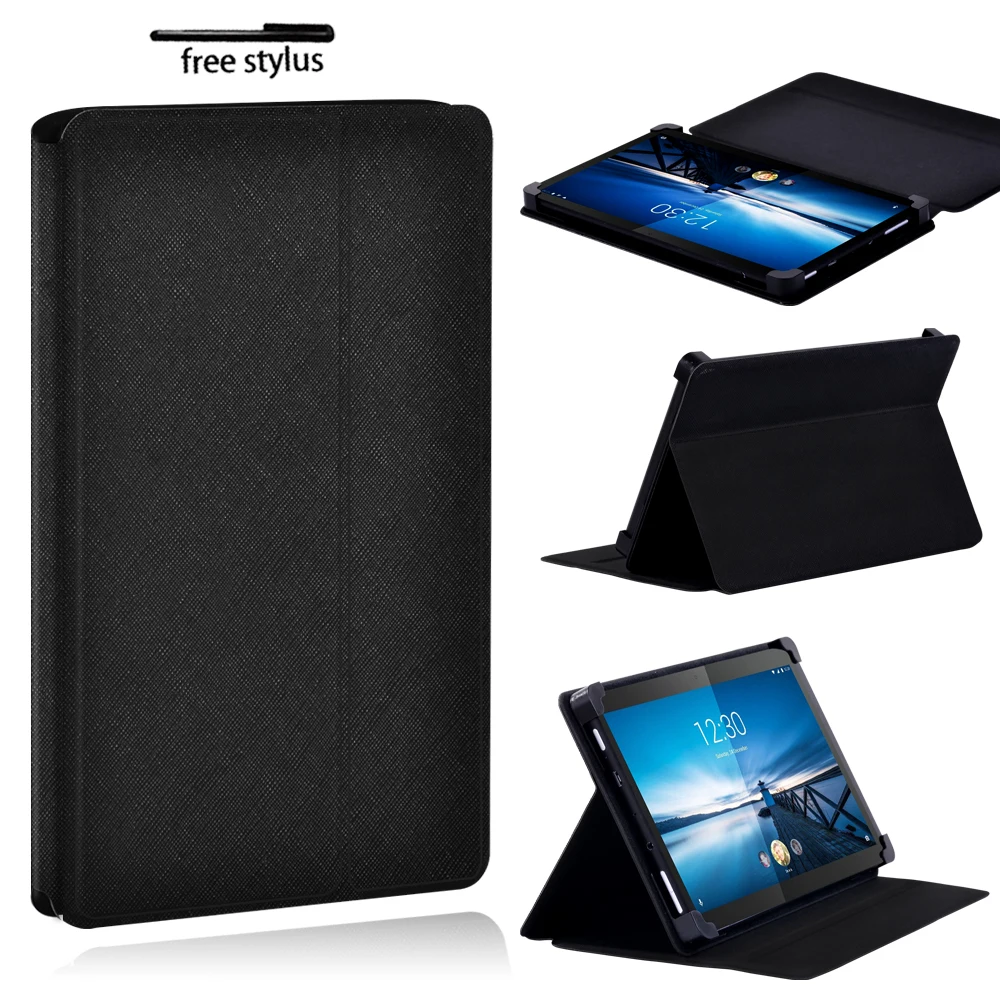 

Solid PU Leather Case for Lenovo Smart Tab M8 / Tab M10 Anti-fall Lightweight Foldable Tablet Protective Cover Case + Pen