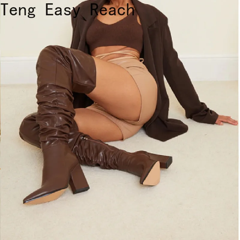 

Модные сапоги выше колена; Женские пикантные высокие сапоги до бедра на высоком каблуке; Высокие вечерние сапоги из лакированной кожи; ...