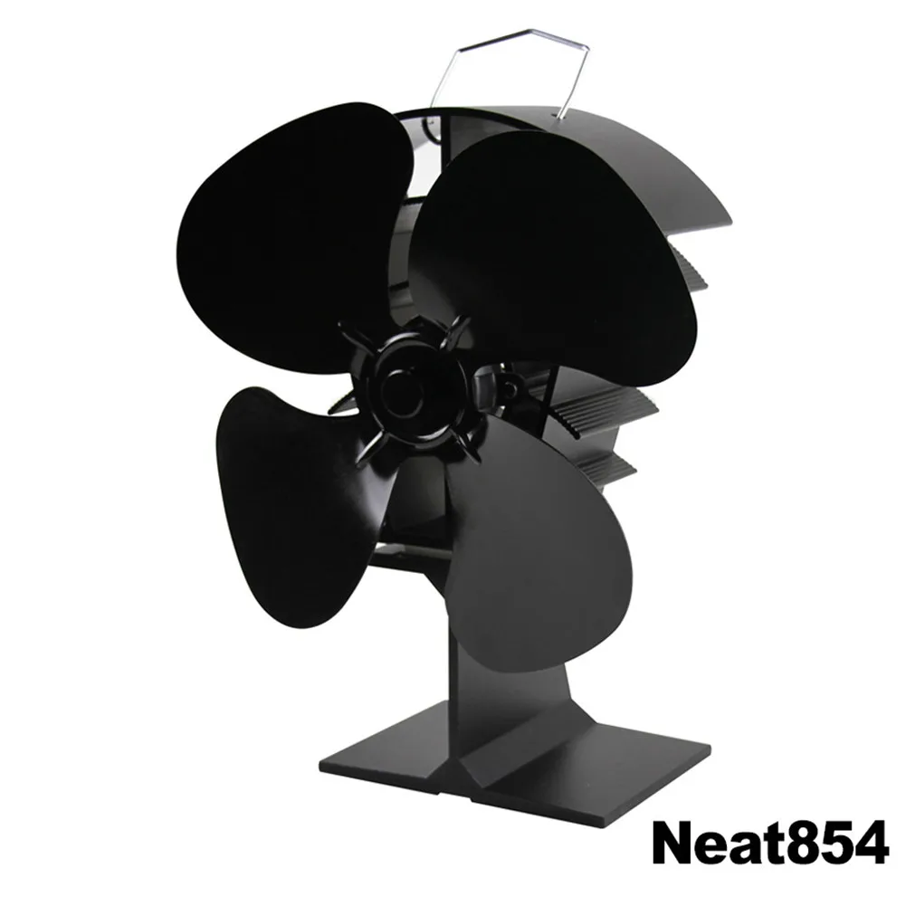 Черный вентилятор для камина 4 лезвия Вентилятор печи работающий от тепловой