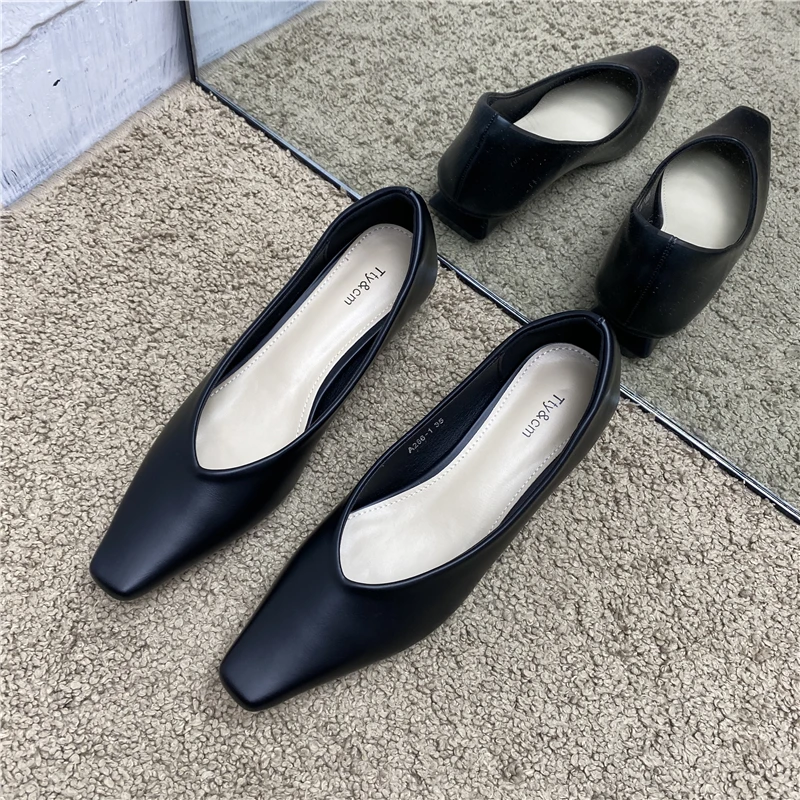

2021 Spring Slingbacks Shoes 3CM Low Heel Women Square Toe Elegant Pumps Shoes Office Ladies Woking Shoes Mujer Grandma Shoes