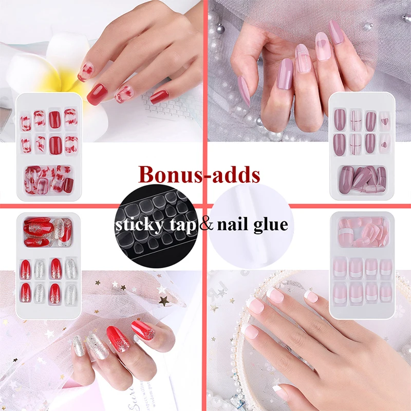 Накладные ногти естественного цвета 24 шт. накладные квадратные из АБС пластика