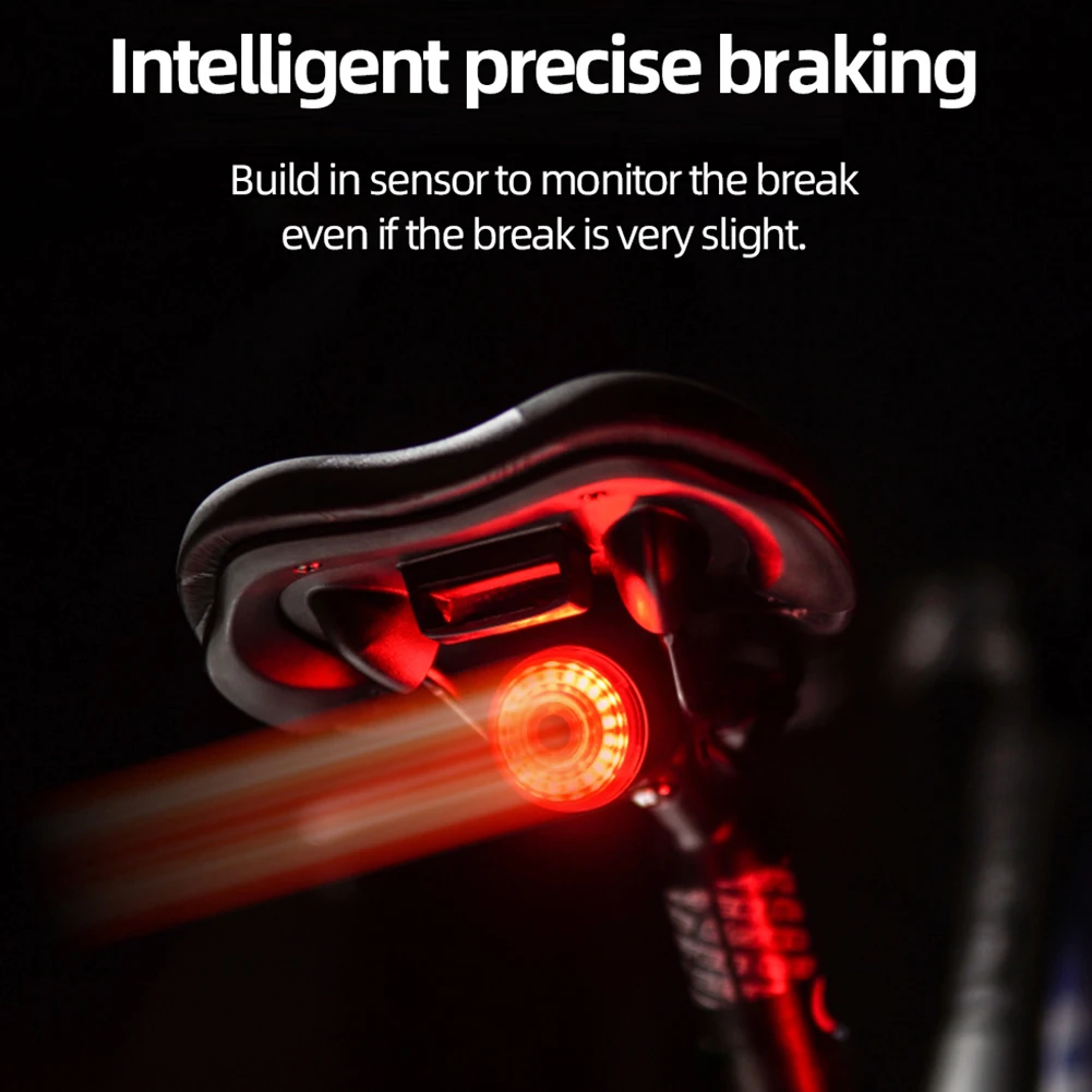

LED Bike Taillight USB Rechargeable Bicycle Smart Brake Sensing Rear Light Waterproof Safety Back Light Bike Warning Light