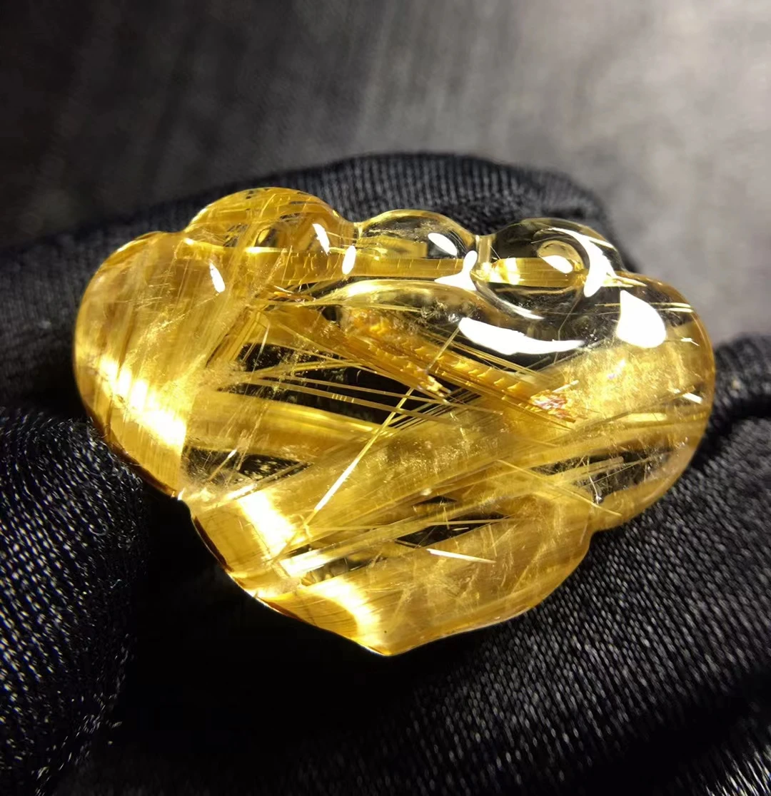 Подвеска из натурального золота с кулоном рутилированного кварца 227*18 6*8 9 мм