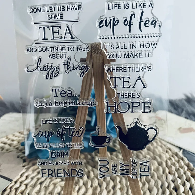 

English word happy tea drink Clear Stamp Transparent Silicone Stamp Seal Sheet For Scrapbook
