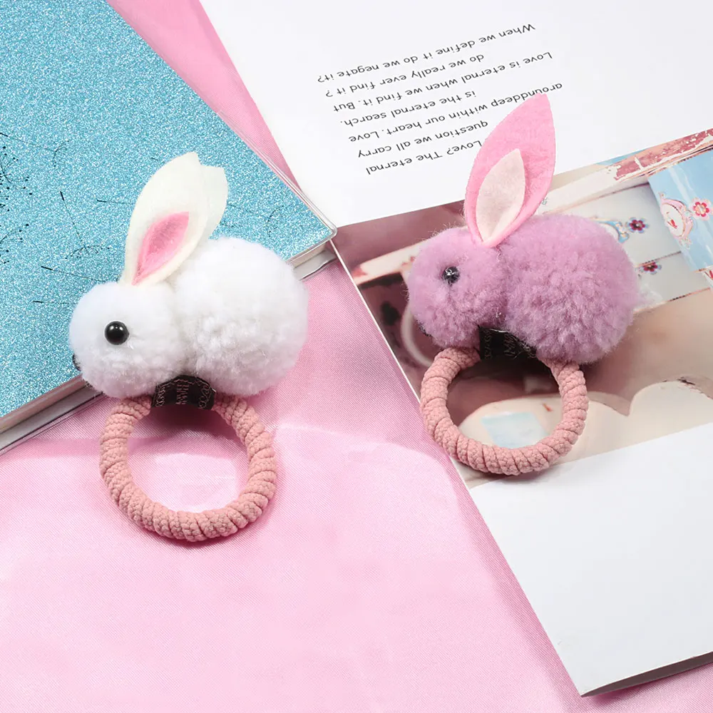 Корейское модное милое кольцо для волос с кроличьим помпоном женские эластичные