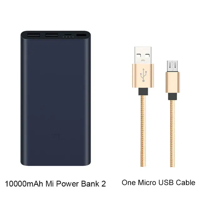 Xiaomi power bank 2 10000 мАч mi powerbank внешняя батарея micro usb портативный bateria externa портативное зарядное устройство - Цвет: TA add USB Cable