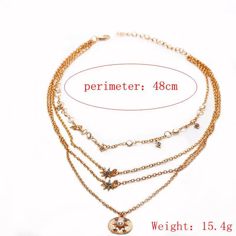 Новый многослойный кулон золотого цвета со звездой для женщин панк колье