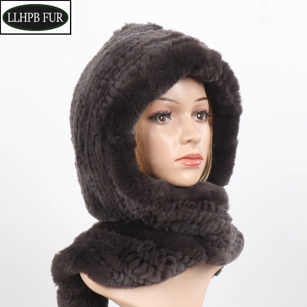 Новинка зимние женские шапки из натурального меха шарфы вязаные кролика рекс с