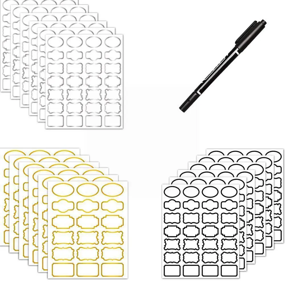 

Pvc Waterproof Chalkboard Kitchen Spice Label Stickers Bottles Labels Jars Marker Stickers Home With Frame Tags Pen Gold A5z3