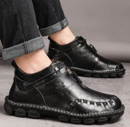 

Spring autumn men's leather shoes pure color casual men's shoes men's bare boots