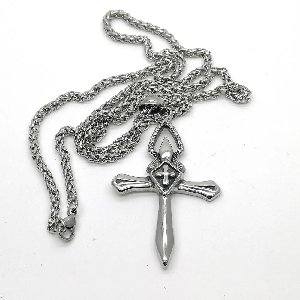 Хип хоп Дева Святого меча крест кулон ожерелье в стиле панк готика Байкер из