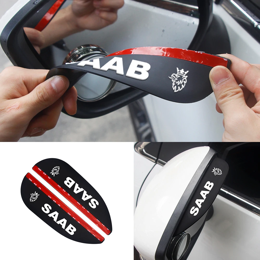 

2pcs Rubber Car Rain Rear View Mirror Stickers For Saab 9-3 9-4x 9-5 9000 9-7x 900 Estate 90 99 9-2x YS3F YS3G YS3E