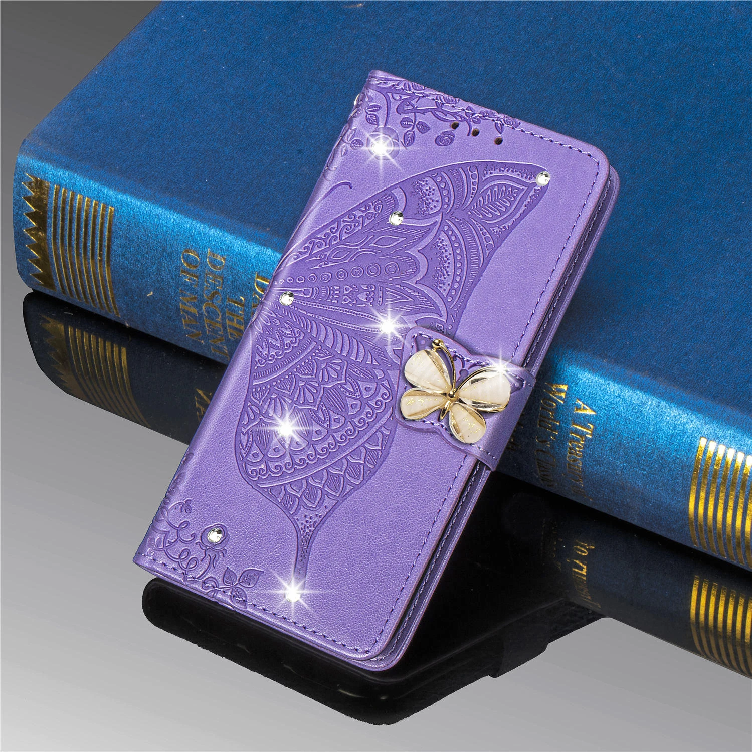 Для huawei P Smart Z Plus кожаный чехол-книжка со стразами и бабочкой для huawei PSmart чехол-кошелек Funda