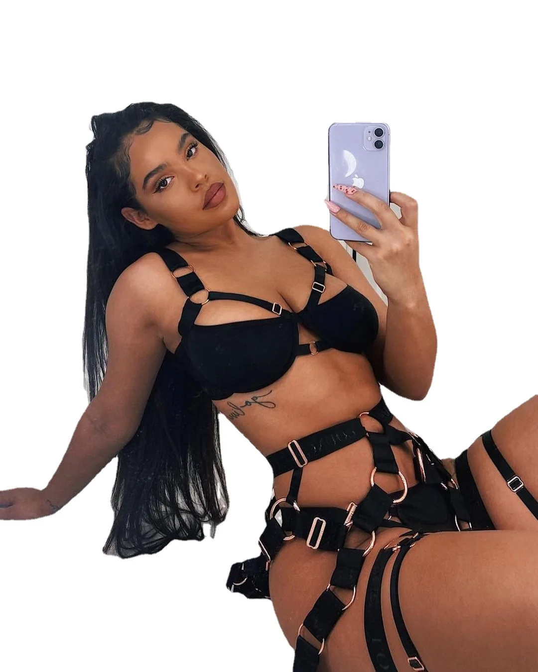 

Okkdey2020 sexy lace underwire cross strap garter belt 3-piece cosplay