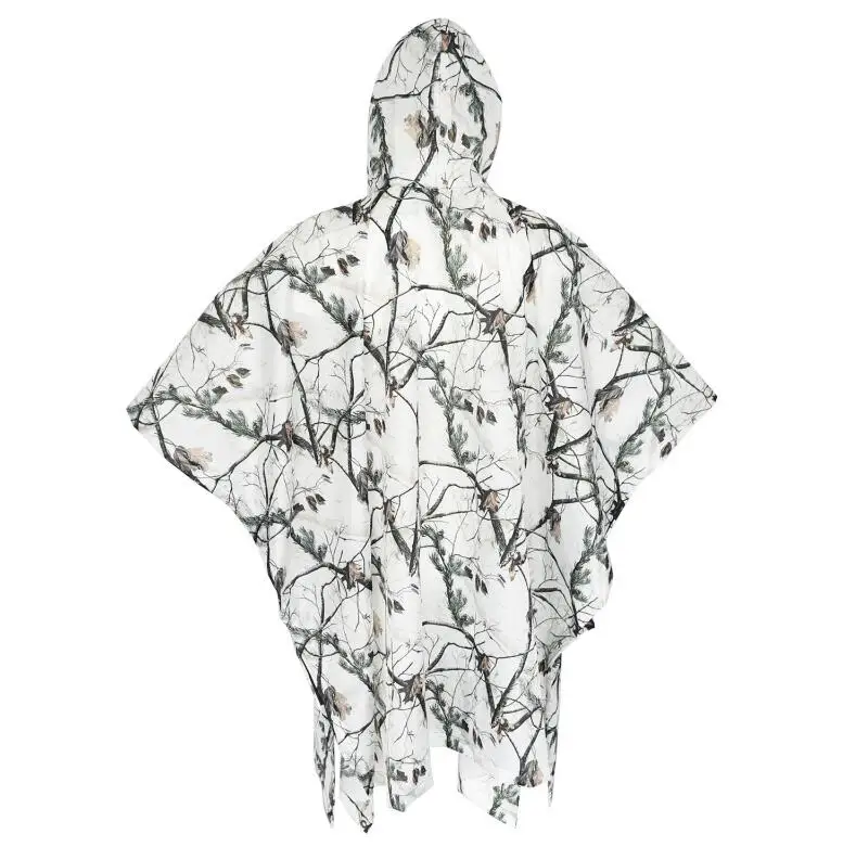 Lightweight White Camo Waterproof Hooded Long Raincoat Poncho Hunting Camping Tent Tarp | Спорт и развлечения
