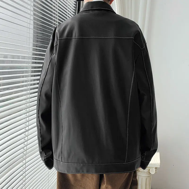 Мужская однотонная куртка из ПУ кожи с длинным рукавом | одежда