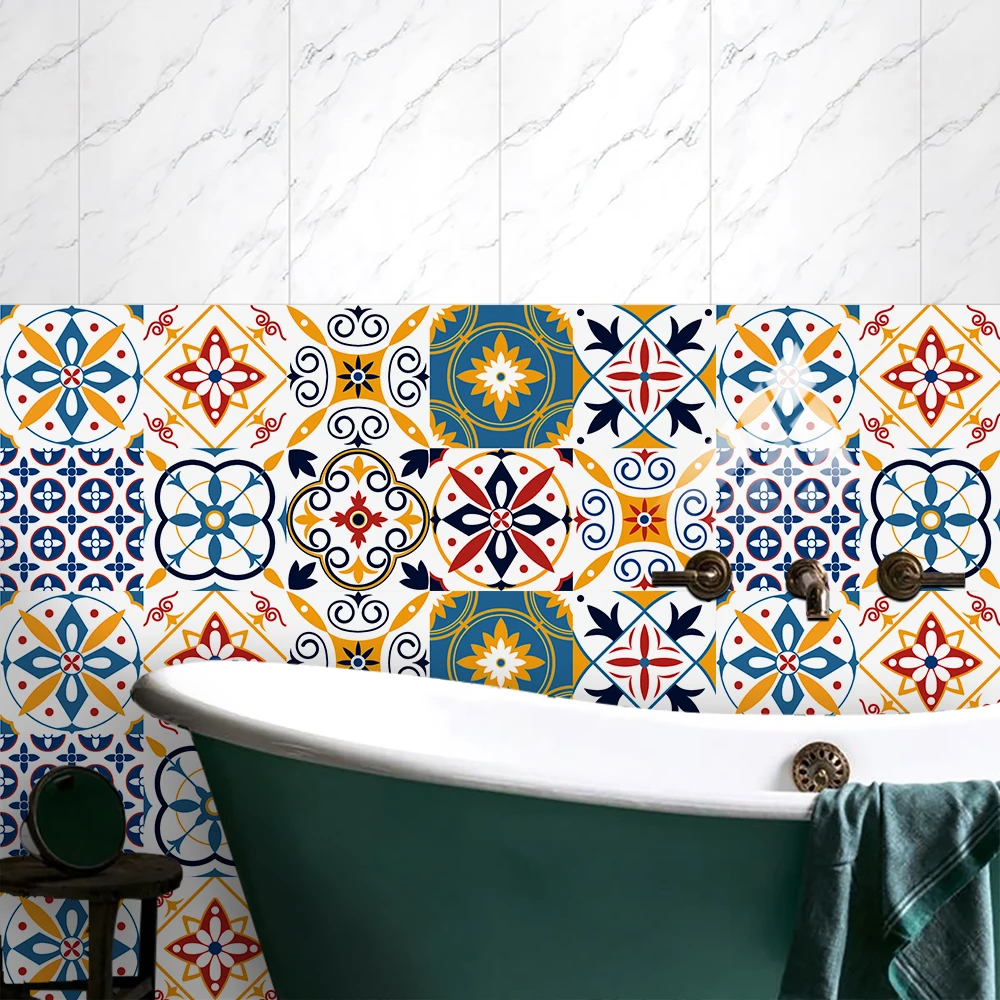 Красочный геометрический узор плитка наклейка домашняя комната декор пола