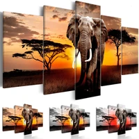 huacan full drill square diamond painting 5pcsset animal 5d diamond embroidery elephant multi picture home decoration