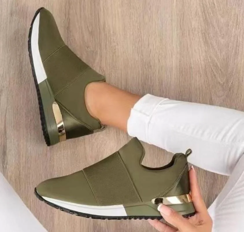 

Women Summer autumn Casual sport Sneakers women's Breathable Slip On Sport Shoes Elastic Band Ladies Vulcanized Platform Shoes