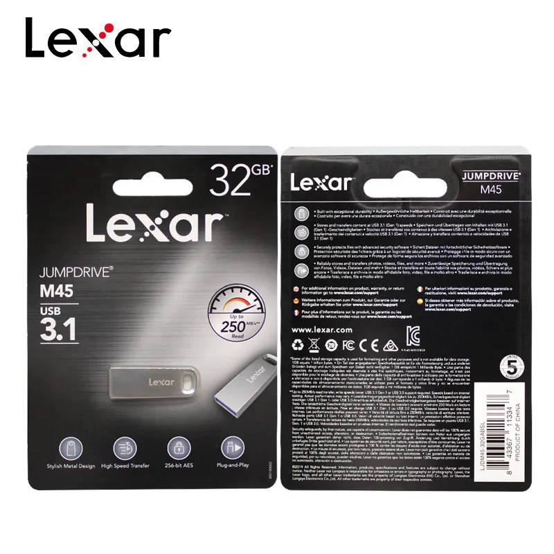 Высокоскоростной USB флеш накопитель до 250 МБ/с./с оригинальный Lexar 32 Гб 64 128 ГБ M45 3 1