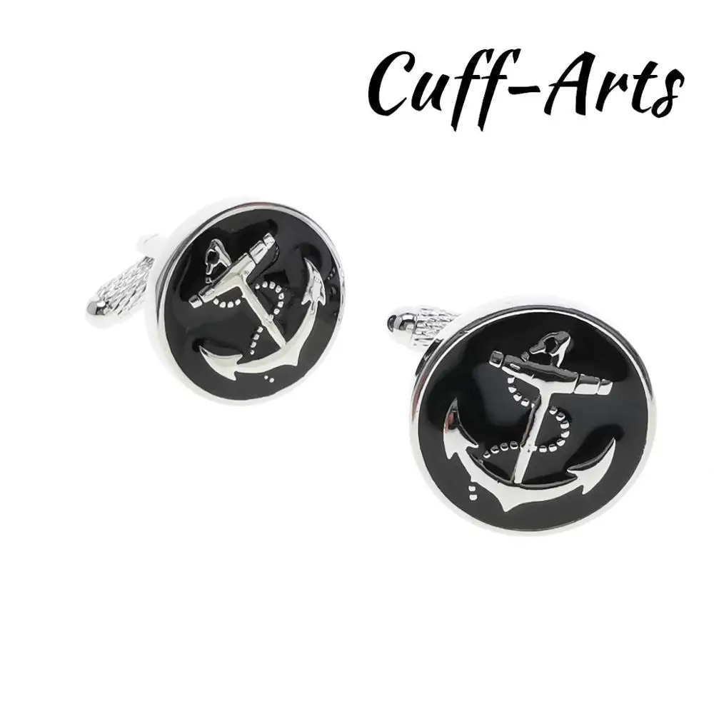 

Черные запонки с якорем, подарки для мужчин, запонки C10631