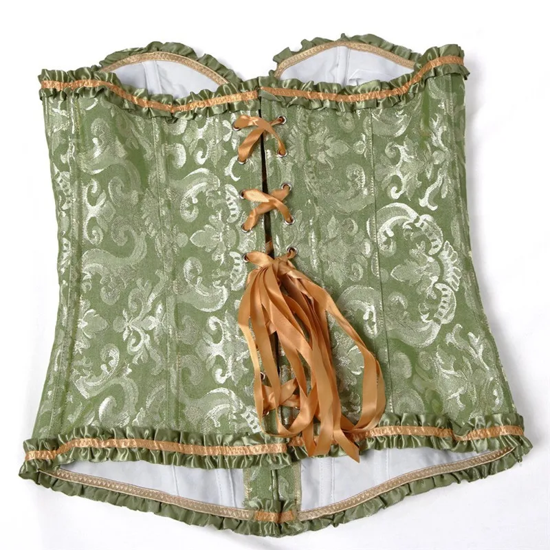 

Sapubonva Corsets and Bustiers Tops Women Sexy White Black Green Vintage Flower Print Overbust Plus Size Lingerie Corselet