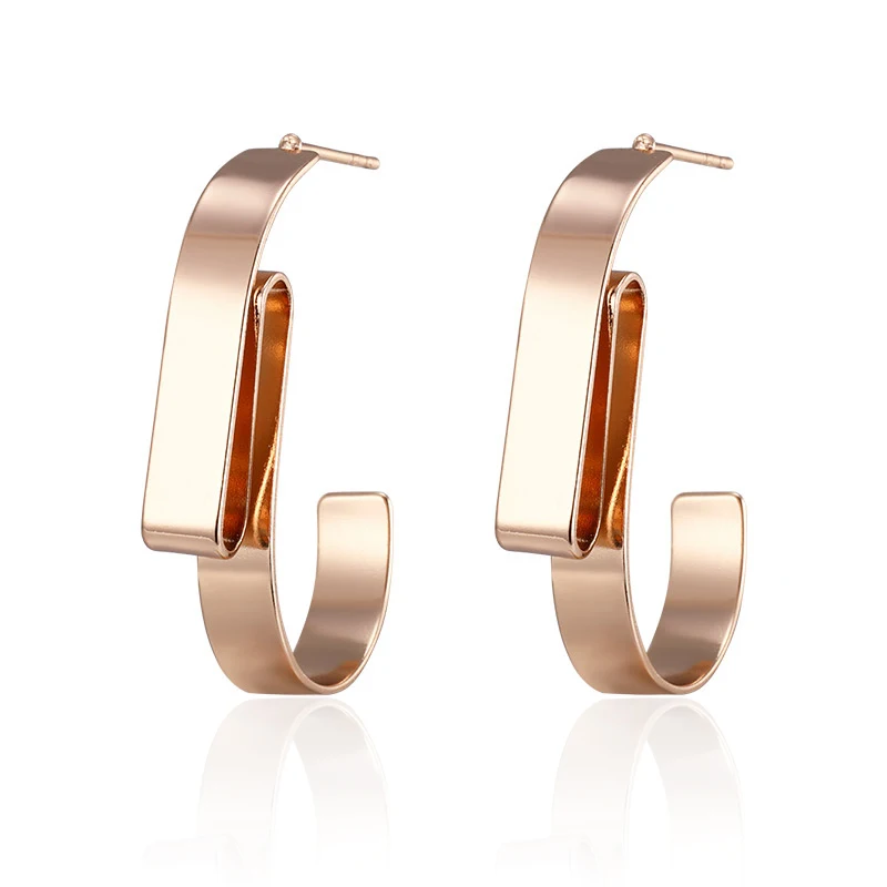 Крупные золотые серьги гвоздики для женщин неправильной формы с образной