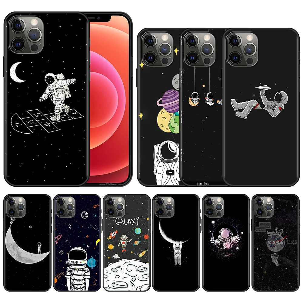 

Star Astronaut Moon Silicone Case For App iPhone 13 12 11 Pro Max Mini XS Max XR X 7 8 Plus 6 6S Back Cover Phone Shell