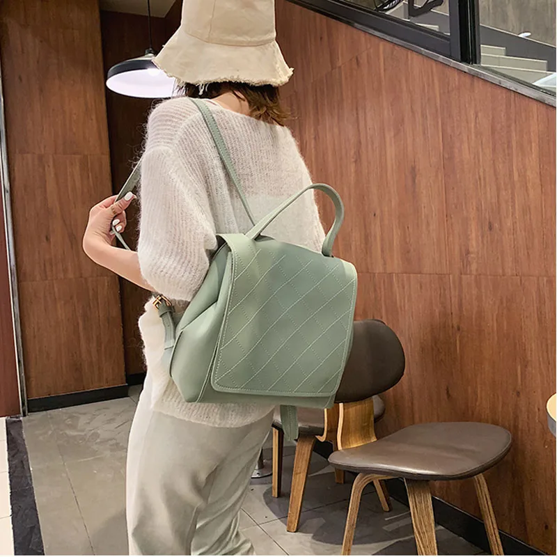 Модный мягкий кожаный рюкзак для женщин винтажный Большой Школьный