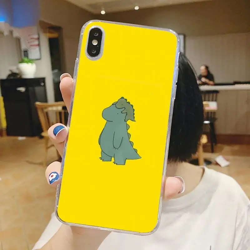 

Cute cartoon Little dinosaur Phone Case Transparent for iPhone 6 7 8 11 12 s mini pro X XS XR MAX Plus