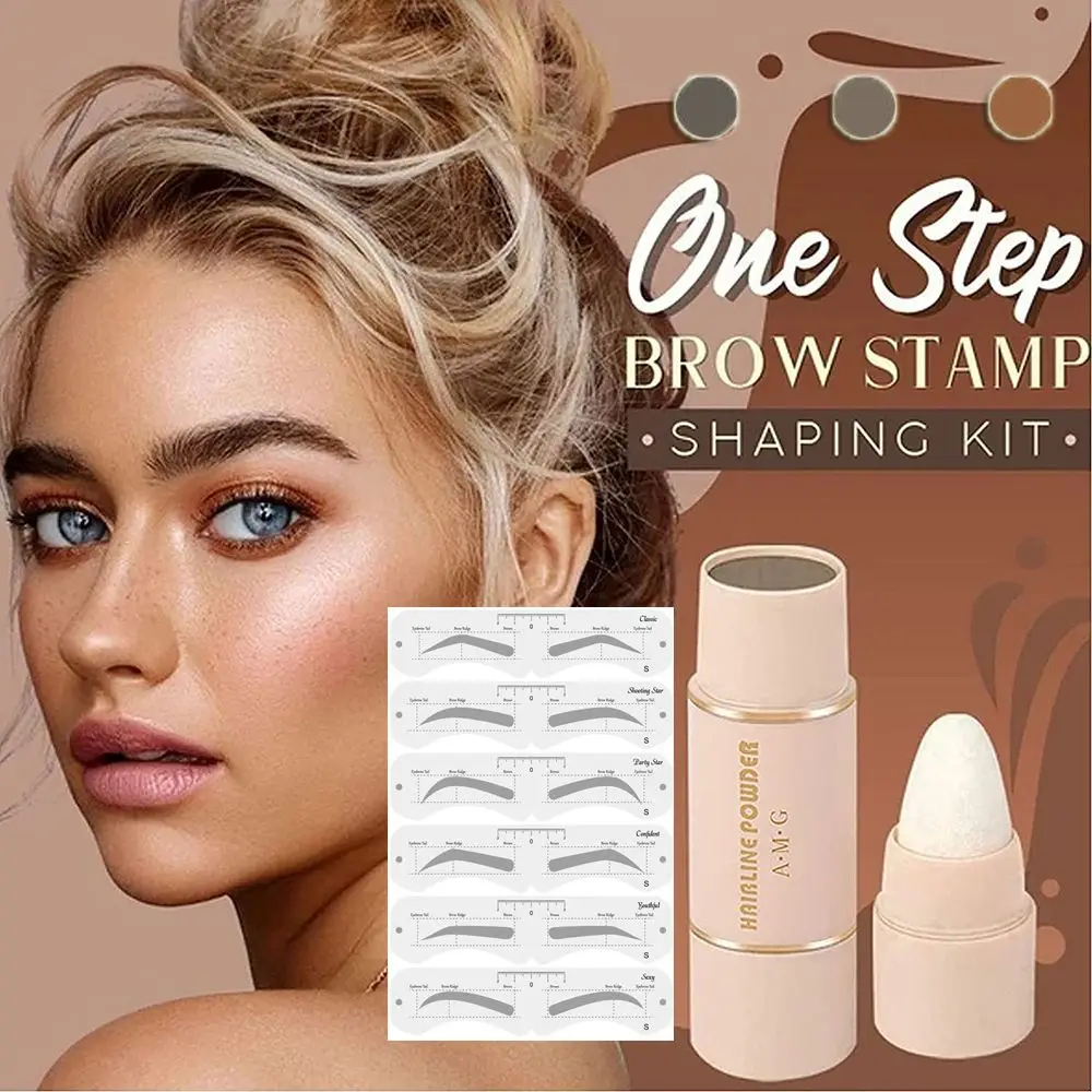 

One Step Brow Stamp&Brow Shaping Kit 6 Pairs Reusable Eyebrow Stencil Long Lasting Waterproof Natural Contourin Eyebrow Enhancer