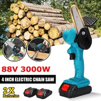 3000w 88vf 4 inch mini electric saw chainsaw garden tree logging saw woodworking tools wood cutters for makiita 18v battery