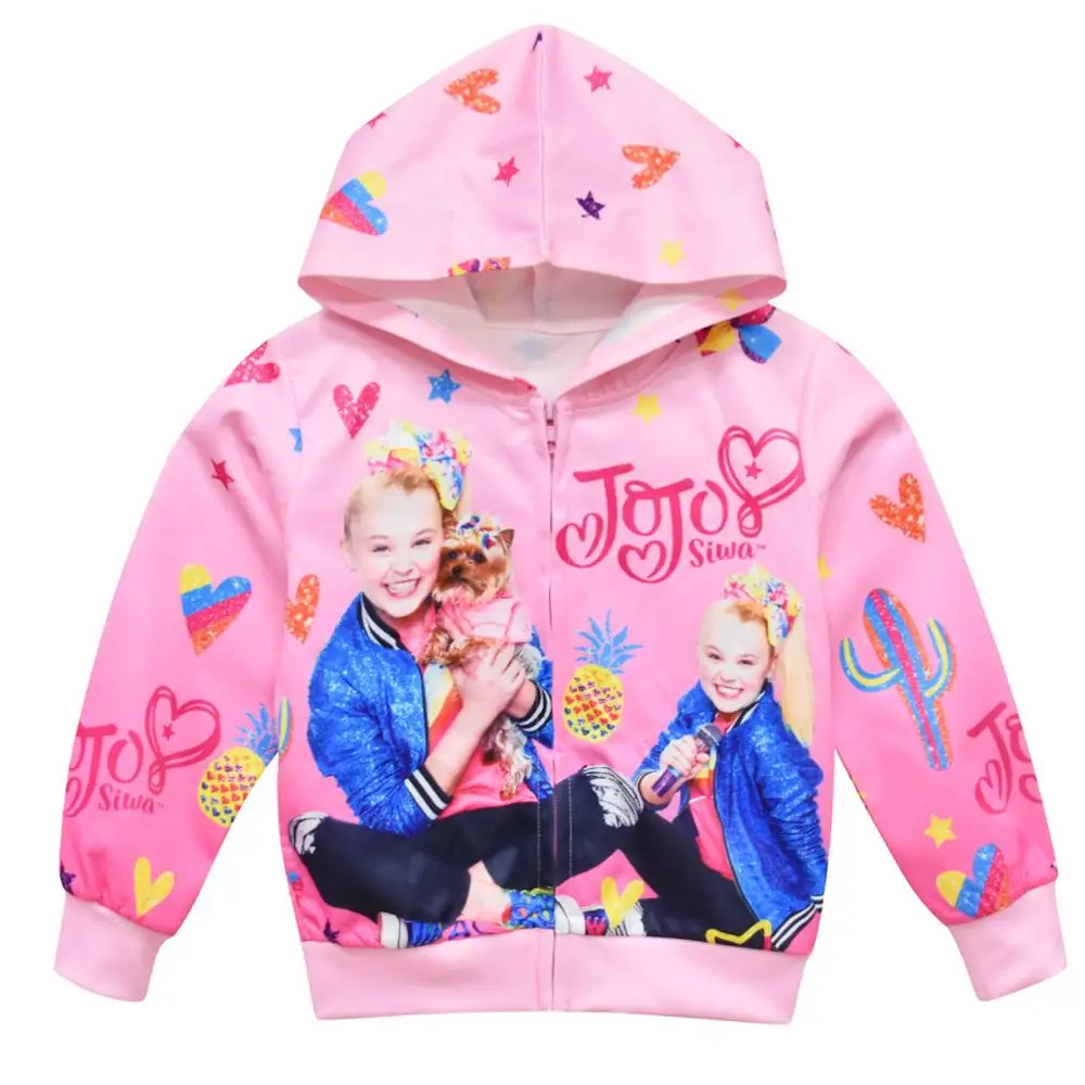 jojo Pink Детские толстовки с капюшоном с принтом единорога для девочек и мальчиков, повседневные хлопковые топы с капюшоном JOJO siwa, куртка пальто свитшот, одежда - Цвет: jojo Pink