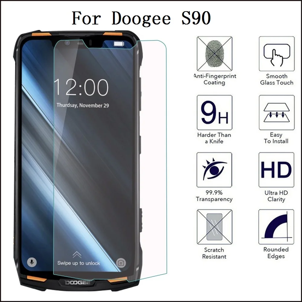Закаленное стекло для защиты экрана Doogee S90 Pro 9H Hard 2.5D Взрывозащищенная защитная