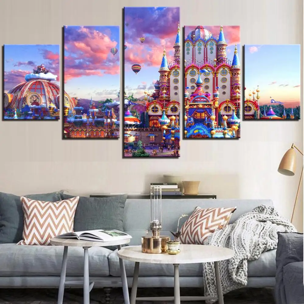 5 шт. настенные картины розовый замок | Дом и сад