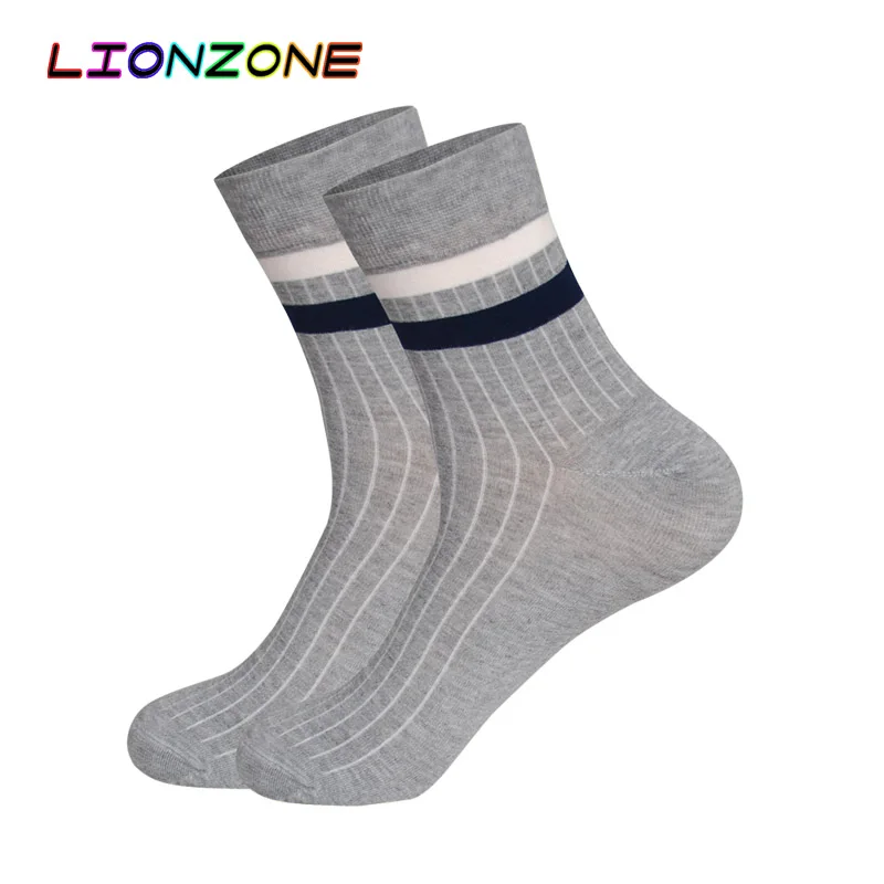 Мужские повседневные носки LIONZONE в полоску весна 2018 новые синие/серые цвета