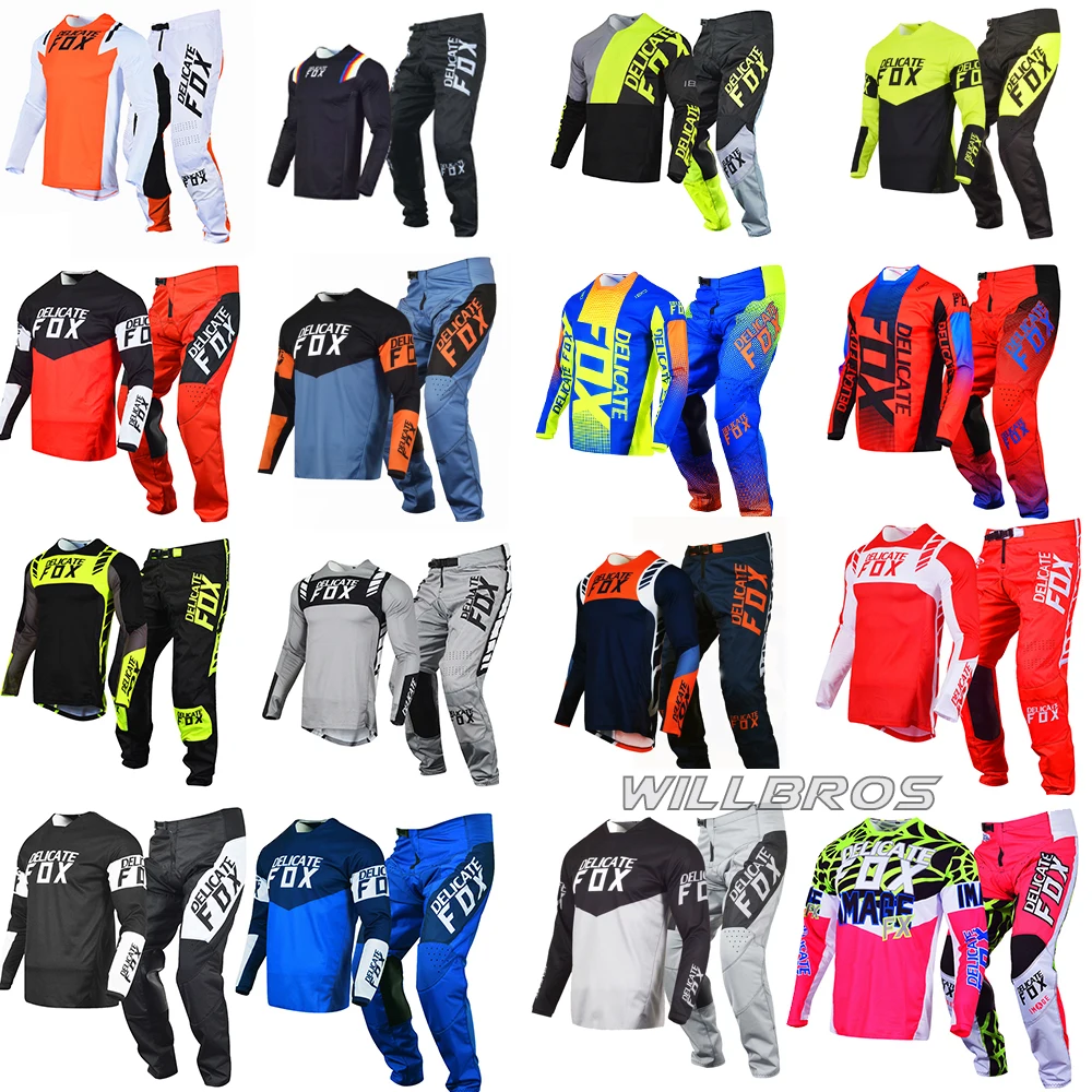 Flexair Mach Gear Set Delicate Fox Jersey Pants 180 360 MX Combo Moto Enduro ATV Outfit Equipment Men Dirtbike Suit For Adult