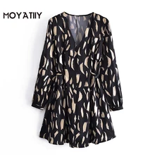 Moyatiiy 2022 moda geometria impressão mini vestido com slash retro praia estilo de férias vestidos com decote em v feminino (4)