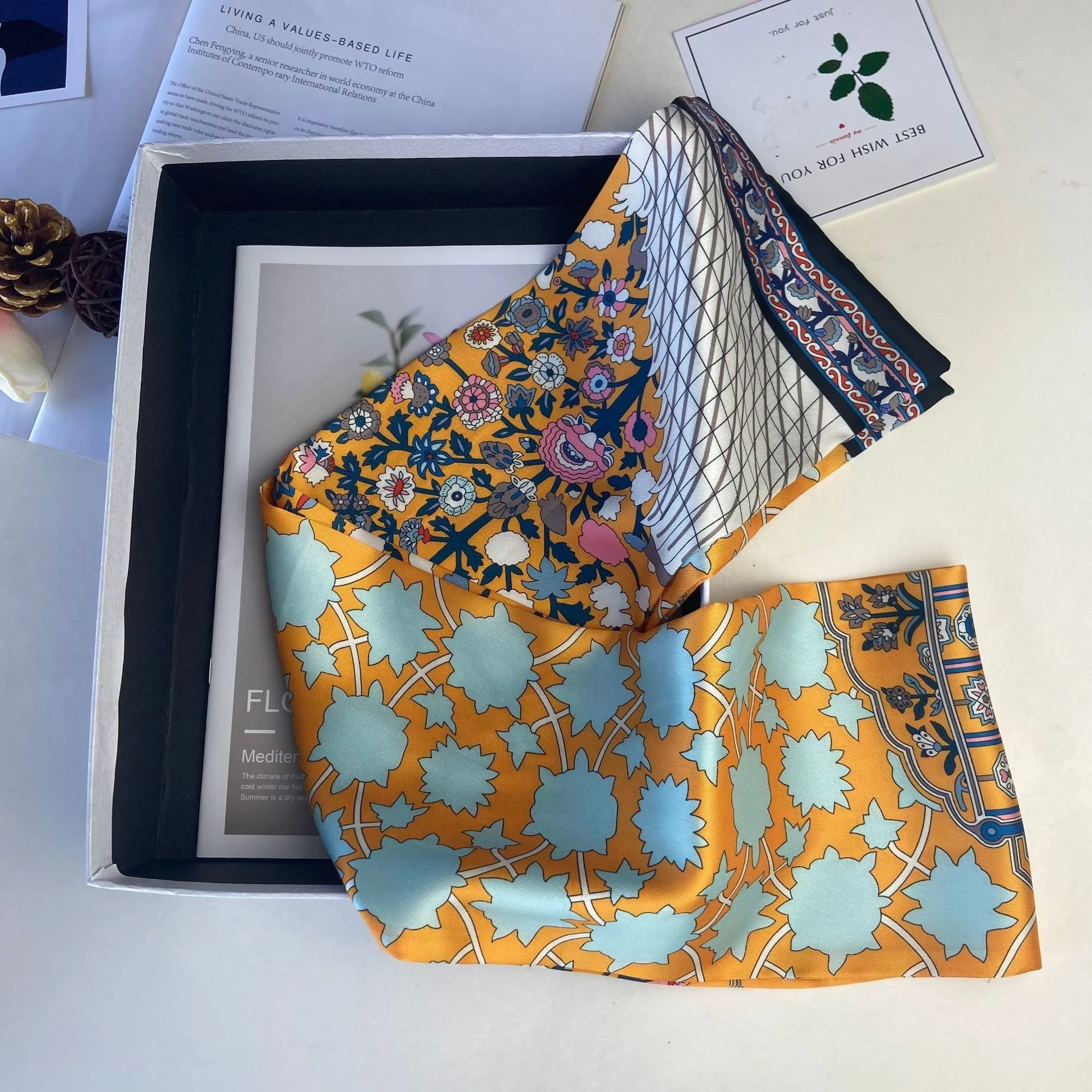 

Красивый подарок, 20 цветов, полосатый шейный платок для женской Косынка, ленточная повязка для волос, мягкий легкий узкий длинный Шелковый шарф