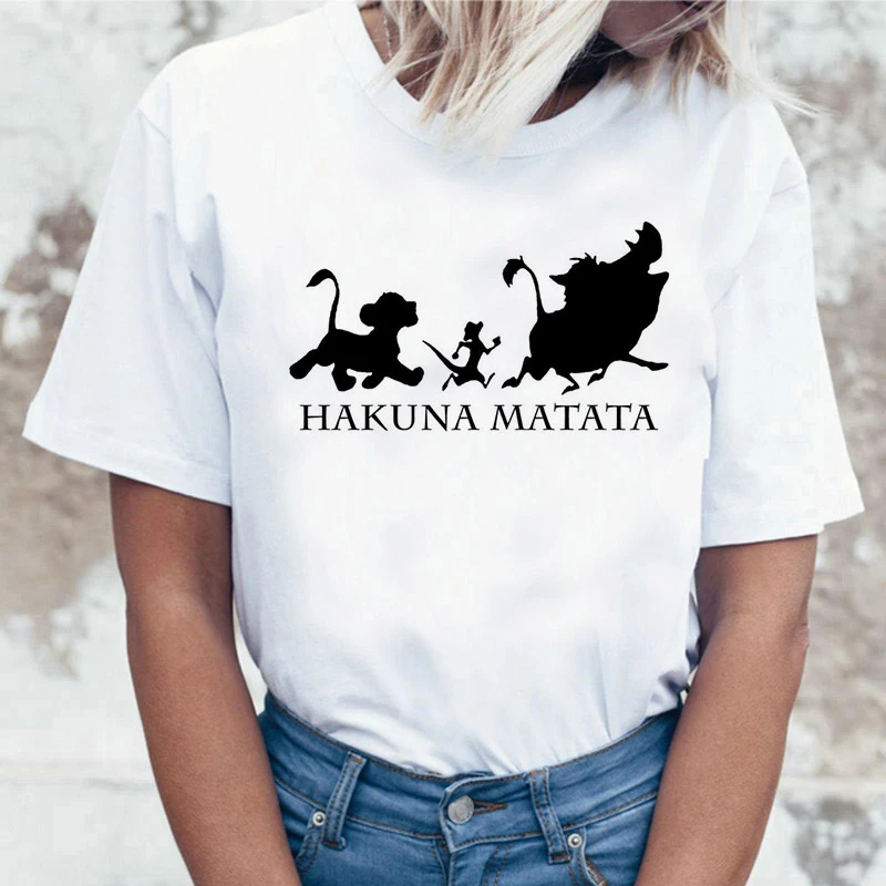 3102 Забавная рубашка хакуна матата Женская Harajuku Ullzang The Lion King кавайная футболка Femme летняя футболка Модный Топ Футболка женская футболка - Цвет: 3102