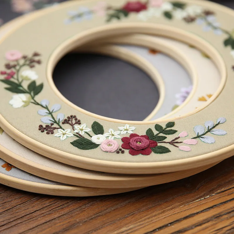 Набор цветочной вышивки с 2 шт бамбуковые обручи DIY рукоделие вышивка крестиком