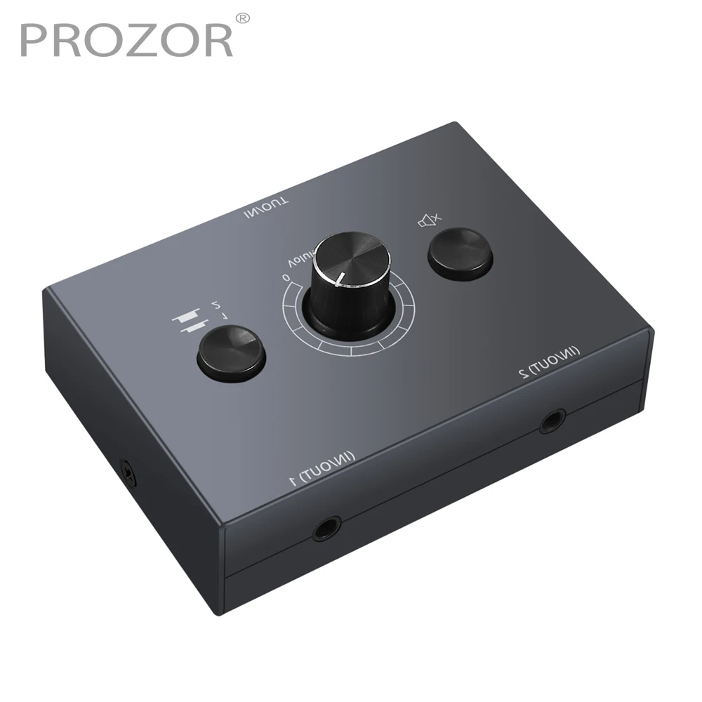 PROZOR 2 x 1/1 3.5mm Stereo Audio Switch Bi-Directional Switcher with Mute Button No External Power Required Splitter | Электроника