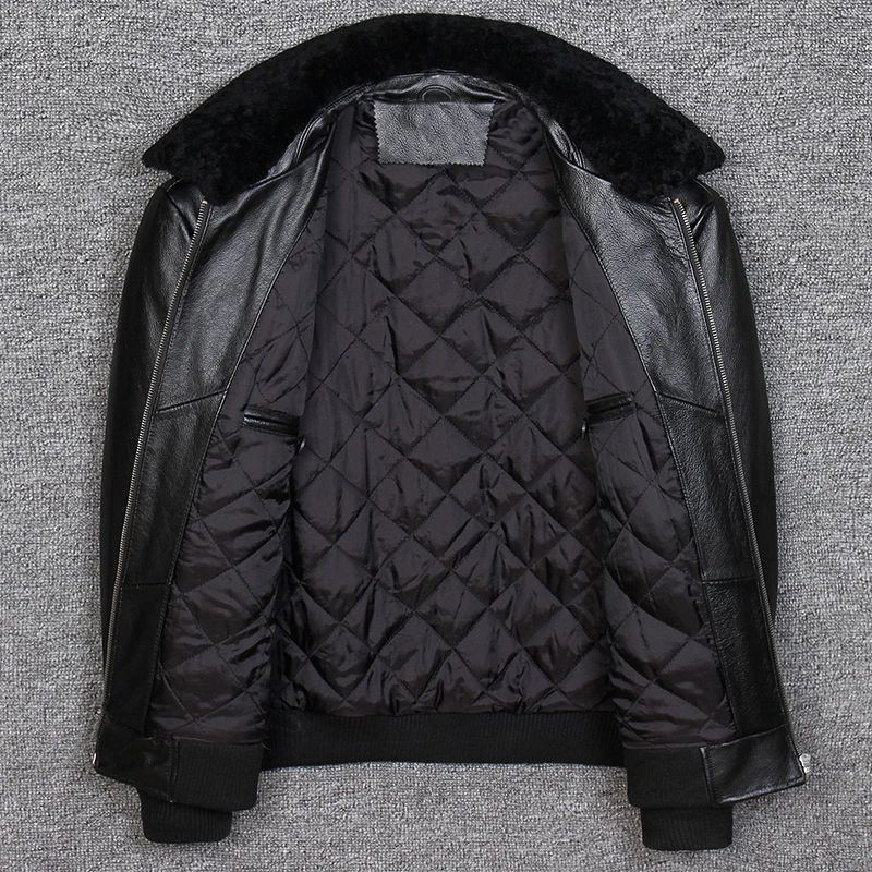 

coat Real sheepskin for men to wear in autumn and winter, pilot coat, short fur coat