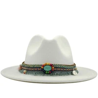 men women simple wide brim wool felt fedora panama hat with belt buckle jazz trilby cap party formal top hat in pinkblack x xl