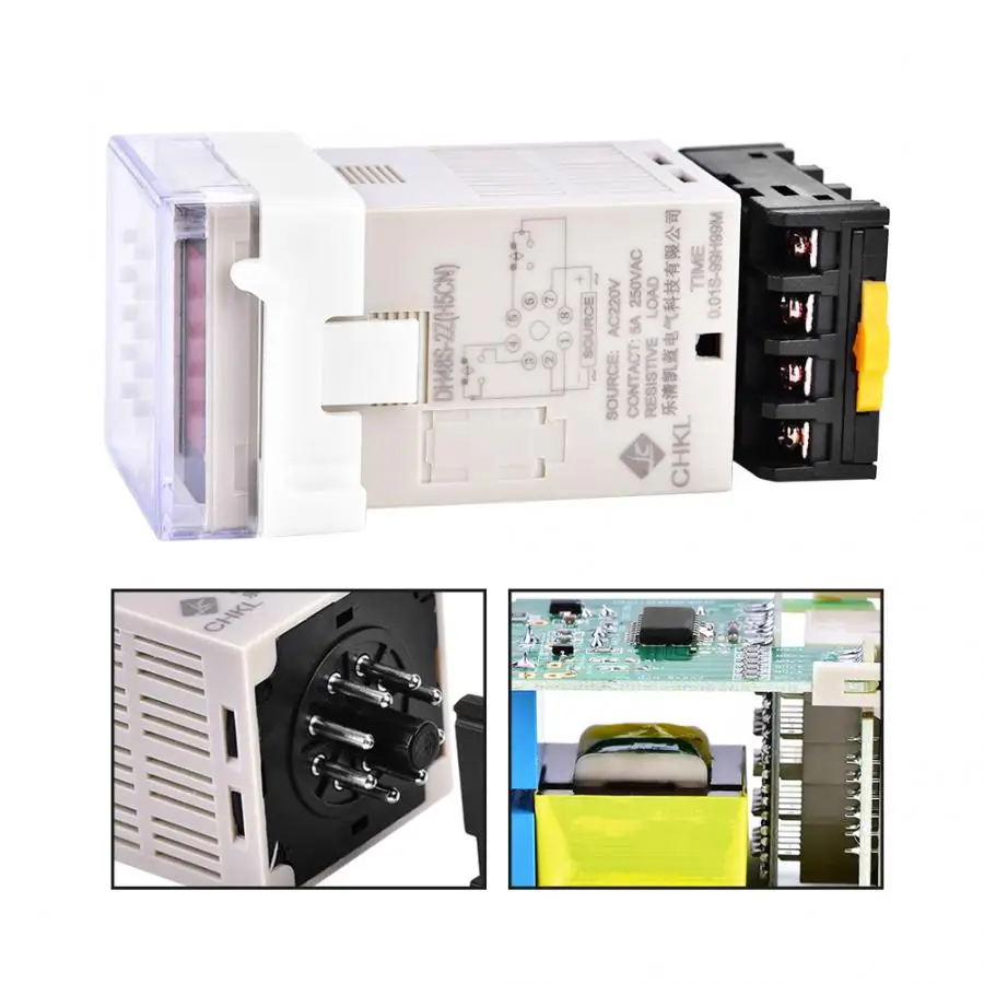 Двойное реле времени DH48S 2Z 220V 0 01 S 99H99M цифровой дисплей с цоколем|Реле| |