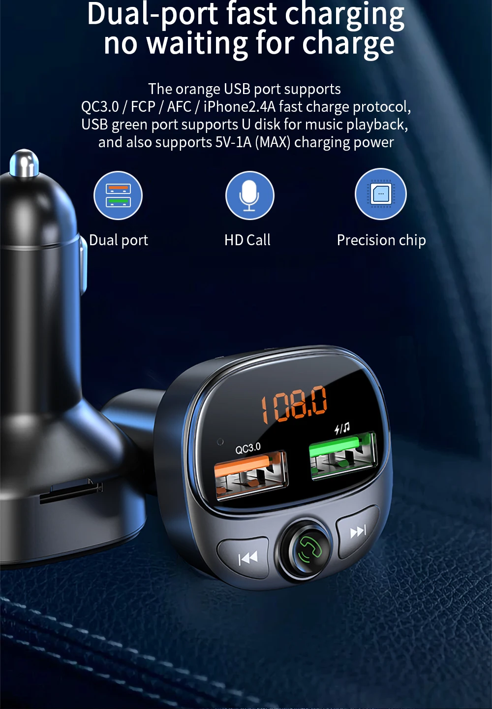 Автомобильное зарядное устройство Essager с функцией быстрой зарядки USB 3 0