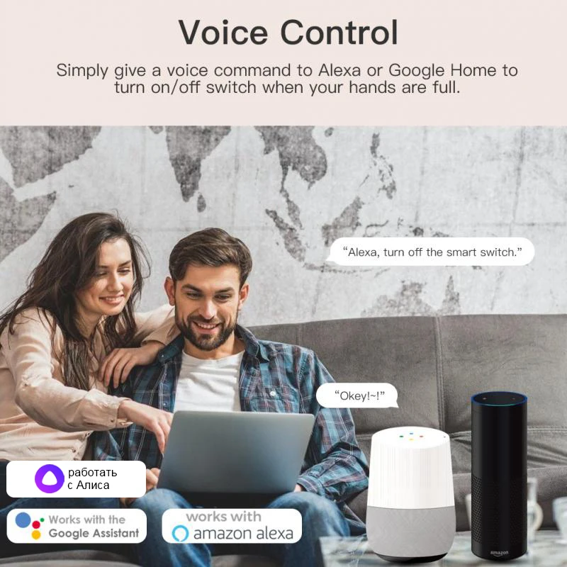 Tuya Mini Wifi Умный переключатель 16A DIY реле 2 Way Контроль APP Пульт дистанционного