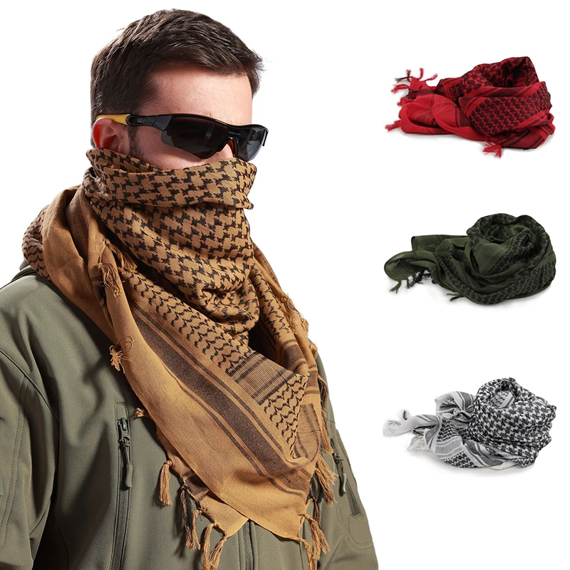 Outdoor Hiking Scarves Military Arab Tactical Desert Scarf Army Shemagh With Tassel For Men Women Muslim Hijab Windproof Warm