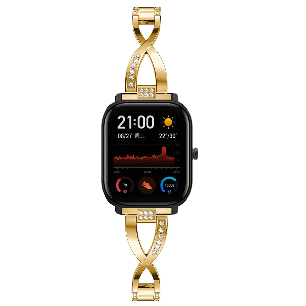 20 мм ремешок для часов для Xiaomi Huami Amazfit GTS/Bip Lite Молодежный браслет из сплава нержавеющей стали Смарт часы браслет Correa