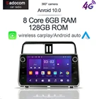 Автомобильный DVD-плеер Carplay, 6 ГБ + 128G, 10,1 дюймов, Android 11,0, GPS, Wi-Fi, Bluetooth, RDS, радио для Toyota Land Cruiser Prado 150, 2018, 2019, 2020